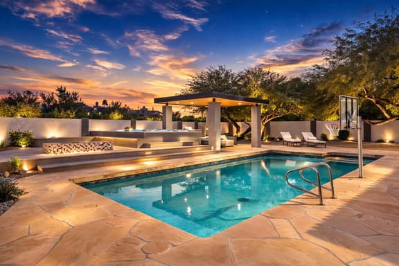 Luxury estate w/ heated pool & Camelback views