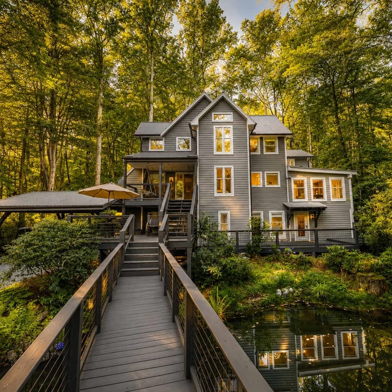 Mountain retreat w/ pond & fire pit